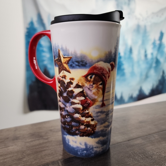 Cypress Holiday Winter Squirrel Ceramic 17.5 fl oz Travel Cup - Picture 6 of 15